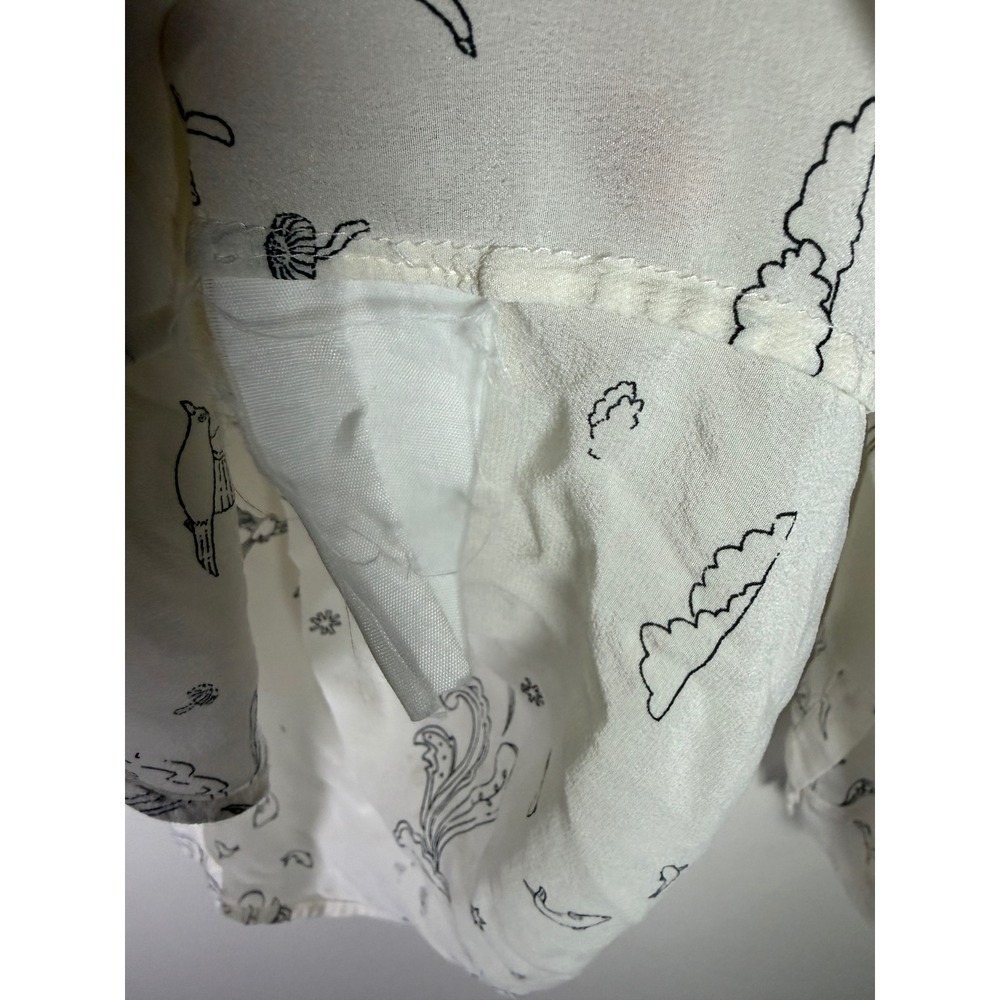 Club Monaco Womens XS Long Sleeve Button Down Shirt Cream Deer Paisley Print - Picture 4 of 8